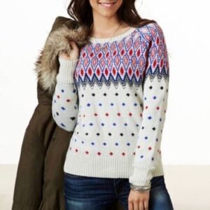 American Eagle Grey Knit Cozy fairisle Sweater